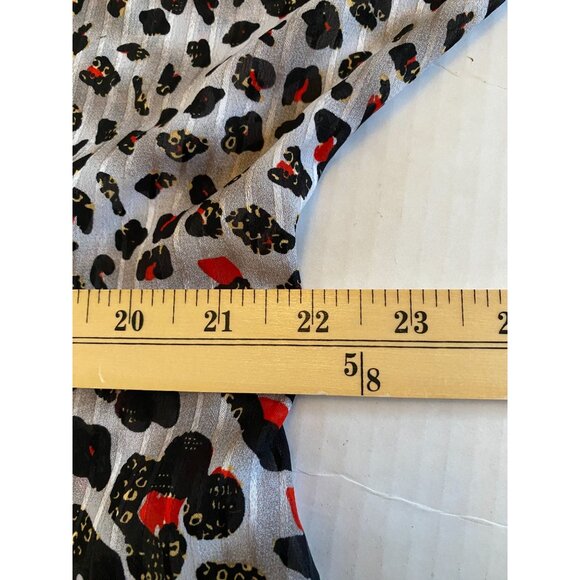 Womens Custom Made Red/Black Geometric Print Blouse with Petal Sleeves Size 22 - Picture 5 of 8